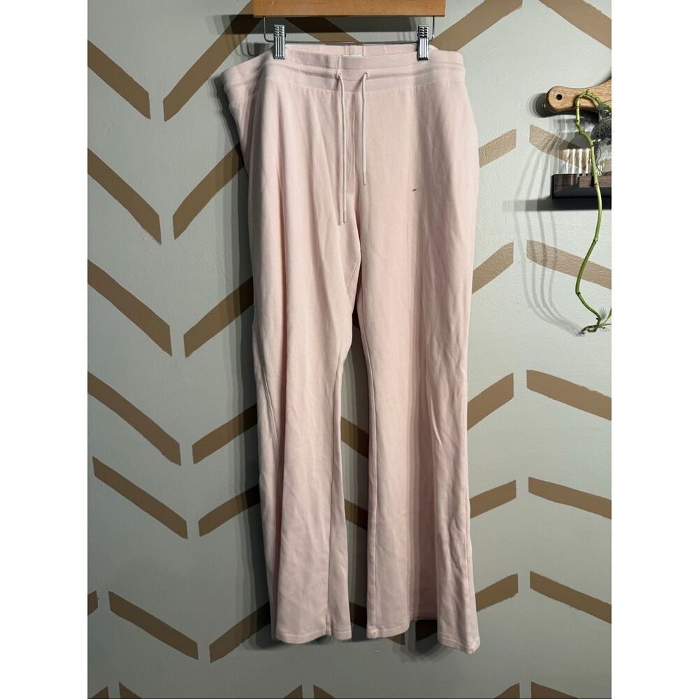 Sunday Best pink Waffle Knit Drawstring Flared Leg Lounge Pants Size XL